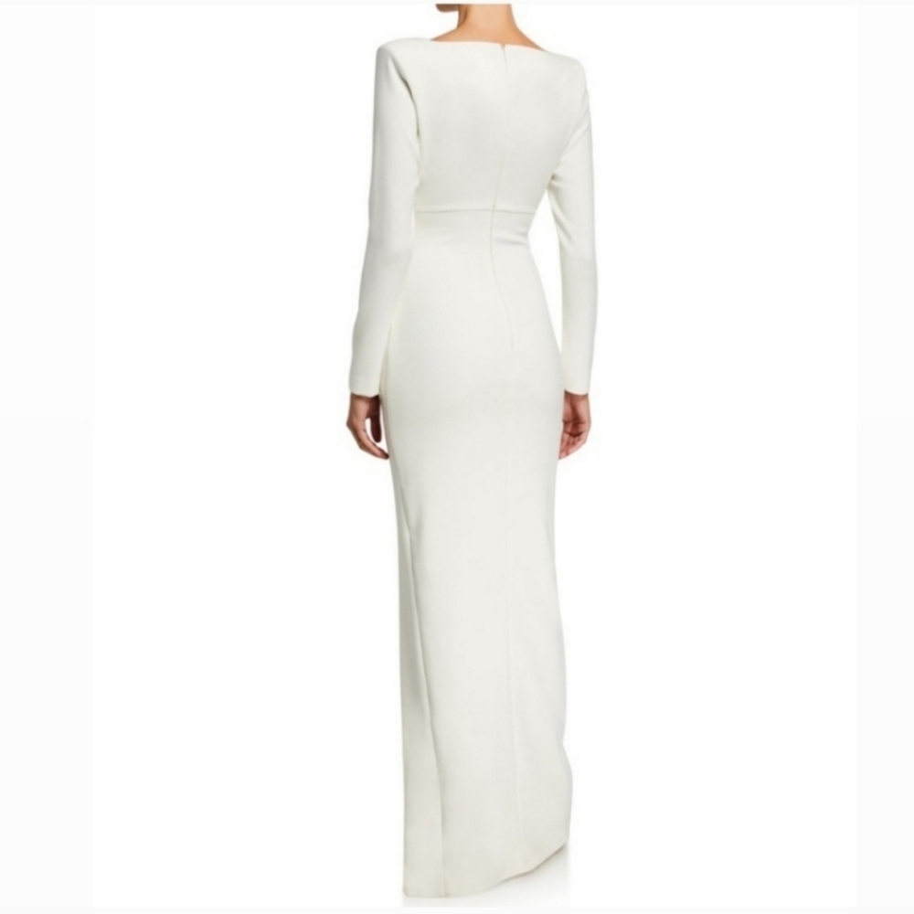 LIKELY -LEANDRA V-NECK LONG SLEEVE COLUMN GOWN W/THING-SLIT-NWT  SIZE 6 - Picture 2 of 5
